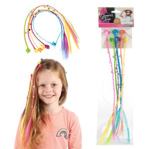 Toi-Toys 45850A - Glamour & Shine - 6 bunte Haarsträhnen Clip-on Strähnen Haare Haarzöpfe