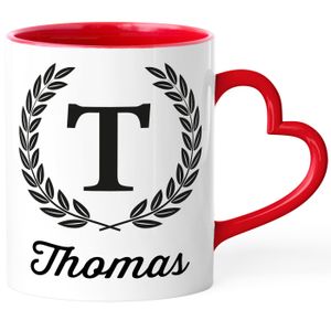 Namenstasse Herz-Henkel personalisierte Kaffee-Tasse mit Namen Buchstabe persönliche Geschenke SpecialMe® rot Herz-Tasse