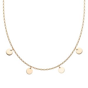 viva-adorno Edelstahl Damenkette mit Plättchen Coin Kette Halskette Runde Anhänger 44cm Länge HK42,rosegold