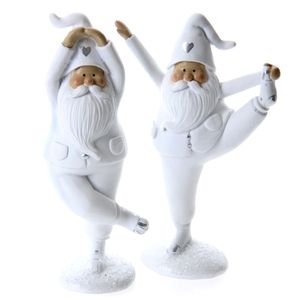 2x Dekofigur Yoga Weihnachtsmann | Figur Santa Weihnachtsfigur Zierfigur | 18 cm | Weihnachten Advent