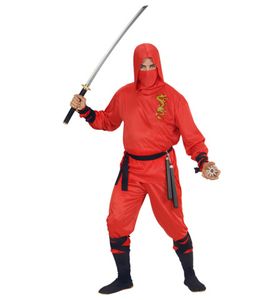 Rotes Ninja Kostüm für Erwachsene Größe L
