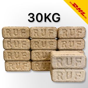 30KG Holzbriketts RUF 3x10KG Foliert Brennstoff Kamin Ofen Feuer
