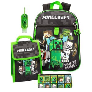 Minecraft - Detský batoh "Time To Mine" Set NS6579 (jedna veľkosť) (čierna/zelená)
