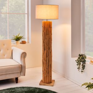 Natürliche Stehlampe ROOTS 160cm Treibholz grau Leinenschirm handmade