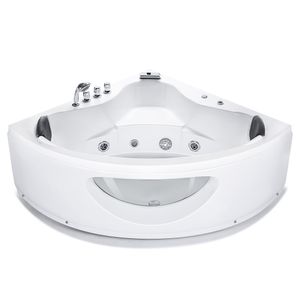 Weiße Badewanne 190 x 140 cm aus Sanitäracryl Kunststoff Stahl und Metall Multifunktionell Badezimmerzubehör Elegante Optik Modernes Design