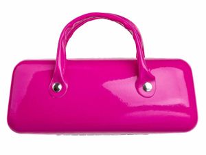 Brillenetui Hartschalenetui Brillenbox Hardcase im Handtaschen-Design pink Lack-Optik