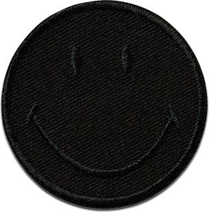 Mono Quick Smiley © Schwarz - Aufnäher, Bügelbild, Aufbügler, Applikationen, Patches, Flicken, zum aufbügeln, Größe: 5 x 5 cm