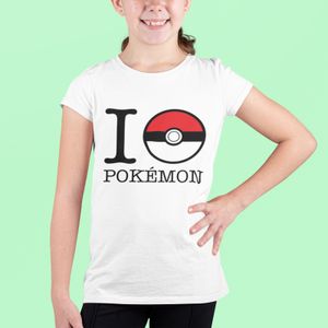 Bio Mädchen T-Shirt Ich Liebe Poke I Love Pokemon Herz Pikachu Comic Shirt Anime