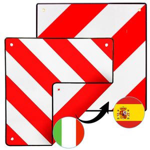 VINGO Warntafel PKW Wohmobil Spanien und Italien Anhänger Wohnwagen 2 in1 50x50cm