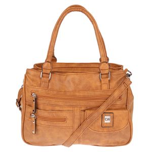 Christian Wippermann große Damen Tasche Schultertasche Umhängetasche Henkeltasche Leder Optik Bag Cognac