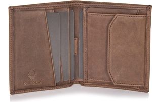 DONBOLSO Herren Slim Wallet mit Münzfach - Leder Geldbörse Männer - Minimalistische Geldbörse mit RFID Schutz - Flache Geldbörse für Karten und Münzen - 10,5 x 8,5 cm, Vintage Schwarz-Braun