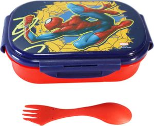 Marvel Spiderman 2 teiliges Kinder Set Brotdose Göffel Gabel Löffel