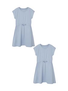 Kleid 2er-Set Midi Blusen Baumwolle Dress Kurzam Rundhals |