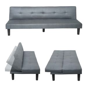 3er-Sofa HWC-G11, Couch Schlafsofa Gästebett Bettsofa Klappsofa, Schlaffunktion 195cm  Stoff/Textil, grau