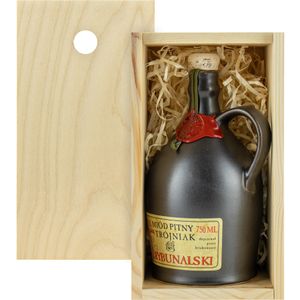 Trybunalski Met Trójniak-Drittel (Keramik) Geschenkset in einer leichten Holzbox | 750ml | 13% Alkohol Metwein | Polnische Produktion