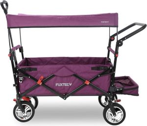 FUXTEC Bollerwagen FX-CT800 mit UV-geschütztem Sonnendach,Schiebegriff & Innenraumverlängerung Purpur