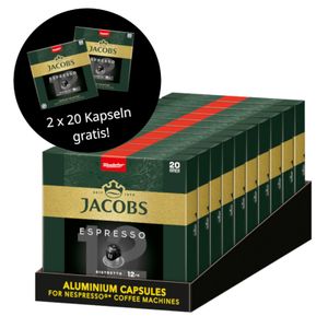 JACOBS Kapseln Espresso 12 Ristretto 200 Nespresso®* kompatibel  +2x 20 gratis