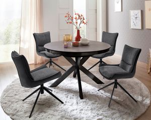 MCA furniture Runder Esstisch Winnipeg - ausziehbar - matt schwarz
