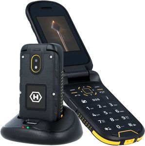 Hammer Bow Rugged (IP68) Flip Phone, großer Akku mit 1200 mAh, Dual-Bildschirm 2,4 Zoll und 1,44 Zoll, Dual-SIM, Bluetooth, Speicherkarte Schwarz