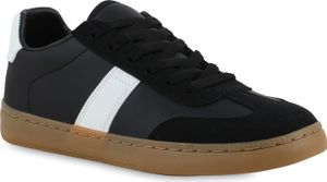 VAN HILL Damen Sneaker Low Schürer Bequeme Freizeit Schnür-Schuhe 841698, Farbe: Schwarz Weiß, Größe: 40