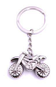 Onwomania Motorrad Cross Bike Schlüsselanhänger Keychain Silber Metall
