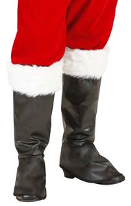 Stiefelstulpen mit Fell zum Weihnachtsmann Kostüm - Schwarz Weiß