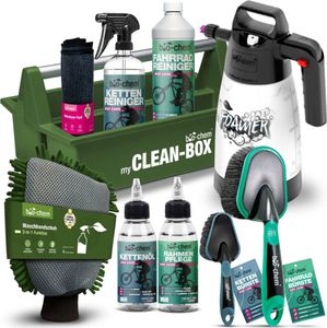 bio-chem Premium Fahrrad Reinigungsset 10-teilig für alle Fahrräder & E-Bikes | Effektive und schonende Pflegemittel: Fahrradreiniger, Kettenreiniger, Kettenöl, Rahmenpflege + hochwertiges Zubehör