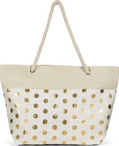 styleBREAKER Damen XXL Große Strandtasche mit Metallic Punkte Muster und Reißverschluss, Schultertasche, Shopper 02012342