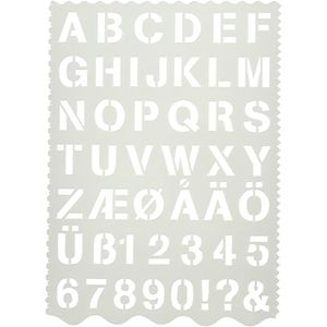 Buchstaben-Schablone, Buchstaben und Zahlen, H: 25 mm, 21x29 cm, 1 Stck.