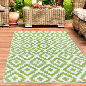 Vielseitiger Ethno Outdoor-Teppich in grün weiß Größe - 180 x 280 cm