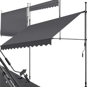 Klemmmarkise mit Handkurbel, höhenverstellbar - 300 x 180 cm, schwarz/grau Klemmmarkise mit Handkurbel, höhenverstellbar - 300 x 180 cm, schwarz/grau