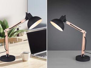 LED Tischlampe Holz Nachtischlampen Landhaus skandinavisch mit Metallschirm