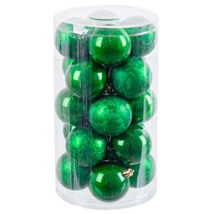 Bombki choinkowe zielone plastikowe 6 x 6 x 6 cm (20 sztuk)