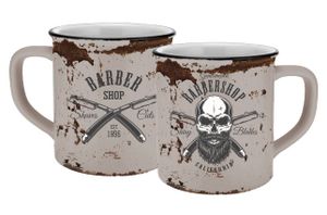 Tasse Barber Skull Emaille-Optik 400ml
