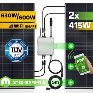830W/600W Balkonkraftwerk Steckerfertig Photovoltaik Solaranlage Mini PV Anlage