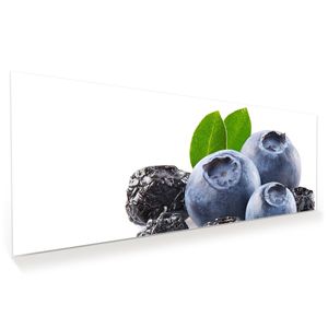 Glasbild Wandbild Heidelbeeren getrocknet 125x50cm in XXL für Wohnzimmer, Schlafzimmer, Badezimmer, Flur