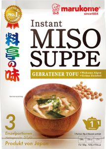 marukome Instant Miso Suppe GEBRATENER TOFU 57g | Miso-Würzpaste + getrockneter, gebratener Tofu