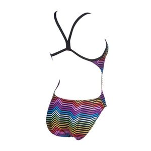 arena Badeanzug Damen Multicoloer Stripes Challenge Back schnelltrockned, Farbe:Mehrfarbig, Größe:42
