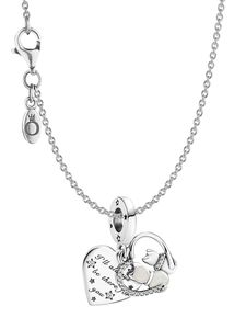 Pandora 51587 Damen-Halskette 925 Silber mit Charm Katzen und Herzen
