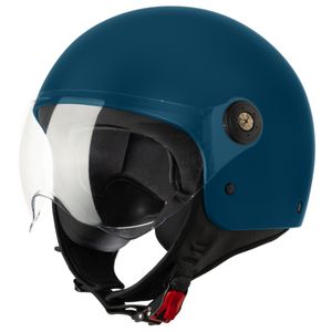 VINZ Duoro Roller Helm Jet Helm Mopedhelm Herren und Damen | in Gr. XS-XXL | Jethelm mit Visier | ECE 22.06 Zertifiziert | Motorradhelm | Blau | M (57 - 58 cm)