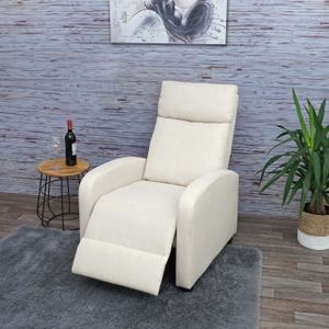 Fernsehsessel MCW-F76, Relaxsessel Sessel Liegesessel, Liegefunktion verstellbar Stoff/Textil  creme