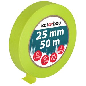 KOTARBAU® Neon Malerkrepp 50 m Kreppband  25mm Malerband Abklebeband Maler Klebeband Maler Zubehör Fluoreszierendes Grün Kreppapier Malerbedarf