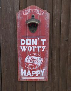 Origineller Wandflaschenöffner Wandkapselöffner DON'T WORRY BEER HAPPY