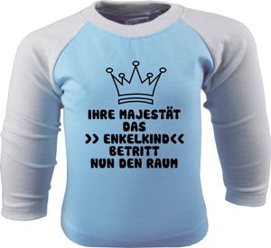 Baby / Kinder Baseball Langarm T-Shirt (Farbe: hellblau-weiss ) (Gr. 76/86 ) Seine Majestät das Enkelkind