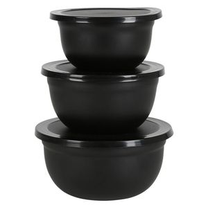 Sesua Edelstahl Multischüssel Set 3tlg. mit Deckel schwarz Küche Aufbewahrung Schüssel Salatschüssel Set