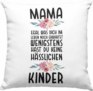 Trendation - Mutter Deko-Kissen mit Füllung 40x40 Hässliche Kinder Muttertag Geschenk Mama von Kinder Spruch Geburtstag Mami (Rosa)