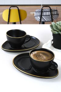 Hermia Concept, Angele- KRM1494, Schwarz, Kaffeetassen, 100% Keramik
