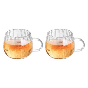 Kürbis Tasse, 400 ml Herbst Glasbecher, Transparente Tasse mit Griff, Latte Macchiato Gläser Kaffeetassen, Espresso Kaffeetasse für Tee, Getränke, 400 ml, 2