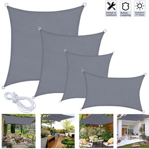 NAIZY 5x5m Sonnensegel Grau Reißfestigkeit Windschutz Durchlässig Sonnenschutz mit Seil für Camping Terrasse Balkon Garten