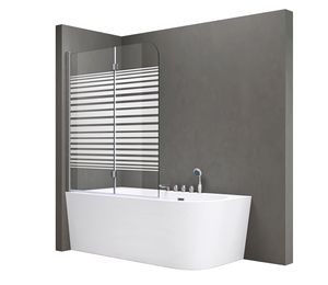 doporro 120x140 cm Design-Duschwand für Badewanne Badewannenaufsatz Duschabtrennung 6mm ESG-Sicherheitsglas nach DIN EN 12150-1 teilsatiniert inkl. NANO-Beschichtung Badewannenfaltwand